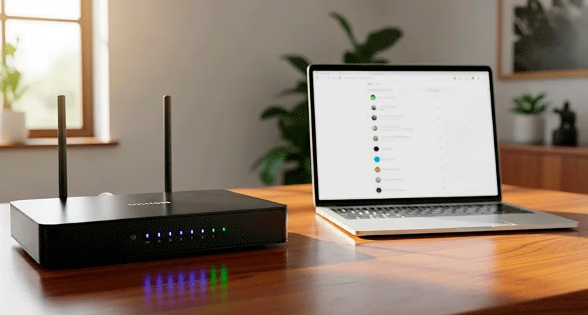 NomaPort Roam VPN hotspot next to a laptop